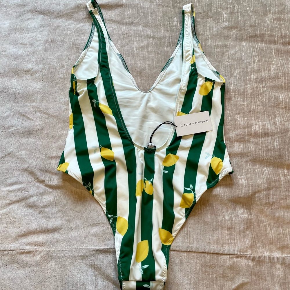 Solid & Striped The Michelle Green Striped Lemon … - image 2
